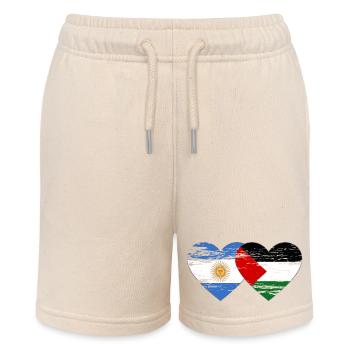 Argentinien Palästina Flagge Herz - Stanley/Stella Teenager Bio-Joggingshorts MINI BOLTER - Natur - Vorne
