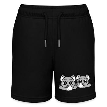 Böse Katzen Freunde Mittelfinger Beleidigung Team - Stanley/Stella Teenager Bio-Joggingshorts MINI BOLTER - Schwarz - Vorne