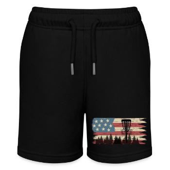 Disc Golf US Flag Vintage Frisbee Golf - Stanley/Stella MINI BOLTER Organic Teen Jogging Shorts - black - Front