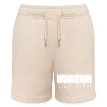 Eat Sleep Rave Repeat Essen Schlafen Raven Spruch - Stanley/Stella Teenager Bio-Joggingshorts MINI BOLTER - Natur - Vorne
