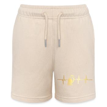 Heartbeat Owl - Stanley/Stella MINI BOLTER Organic Teen Jogging Shorts - soft Ecru - Front
