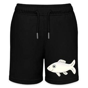 Fisch Shirt Fischmotiv,Angelbekleidung Geschenk - Stanley/Stella Teenager Bio-Joggingshorts MINI BOLTER - Schwarz - Vorne