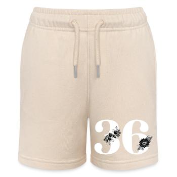 Numéro 36 floral noir - 36e anniversaire floral - Short bio MINI BOLTER Stanley/Stella Ado - écru doux - Devant