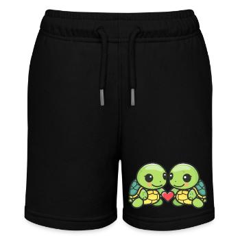 Schildkröte Paar Verliebt Tier Valentinstag - Stanley/Stella Teenager Bio-Joggingshorts MINI BOLTER - Schwarz - Vorne