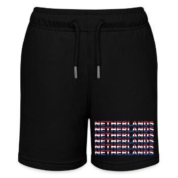 Netherlands Text in Flag Colors - Stanley/Stella MINI BOLTER Organic Teen Jogging Shorts - black - Front