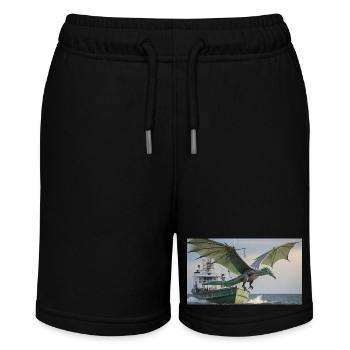 Ein realistischer böser dunkler Drache jagt Fische - Stanley/Stella Teenager Bio-Joggingshorts MINI BOLTER - Schwarz - Vorne