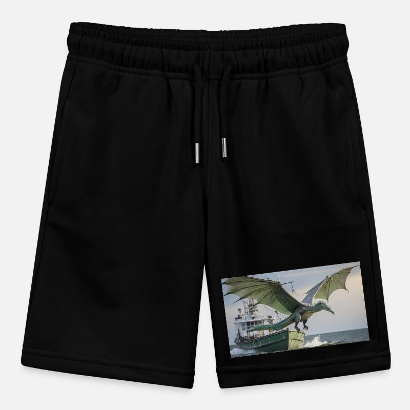 A realistic bad dark dragon is hunting fish Stanley/Stella MINI BOLTER Organic Teen Jogging Shorts