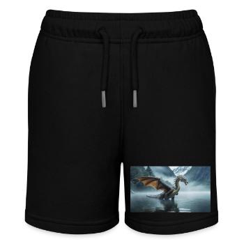 Ein realistischer böser dunkler Drache in einem nebligen Fluss - Stanley/Stella Teenager Bio-Joggingshorts MINI BOLTER - Schwarz - Vorne