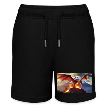 Ein realistischer, majestätischer dunkler Drache erklimmt ein v - Stanley/Stella Teenager Bio-Joggingshorts MINI BOLTER - Schwarz - Vorne