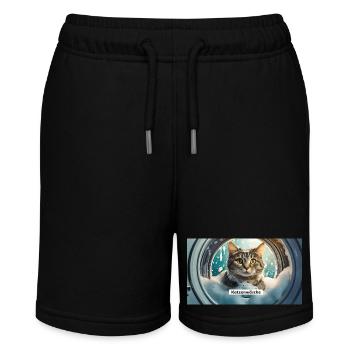 Wortspiel – Katzenwäsche - Stanley/Stella Teenager Bio-Joggingshorts MINI BOLTER - Schwarz - Vorne
