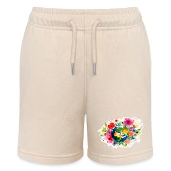 Die Erde umgeben von Blumen. Aquarell, Outlined - Stanley/Stella Teenager Bio-Joggingshorts MINI BOLTER - Natur - Vorne
