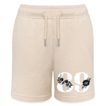 Nummer 89 Schwarze Blumen - 89. Blumengeburtstag - Stanley/Stella Teenager Bio-Joggingshorts MINI BOLTER - Natur - Vorne