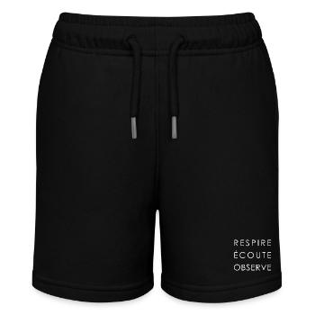 , LISTEN, WATCH WHITE - Stanley/Stella MINI BOLTER Organic Teen Jogging Shorts - black - Front