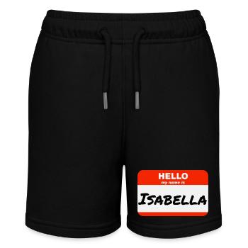 Hello My Name Is Isabella Etikett Namensschild - Stanley/Stella Teenager Bio-Joggingshorts MINI BOLTER - Schwarz - Vorne