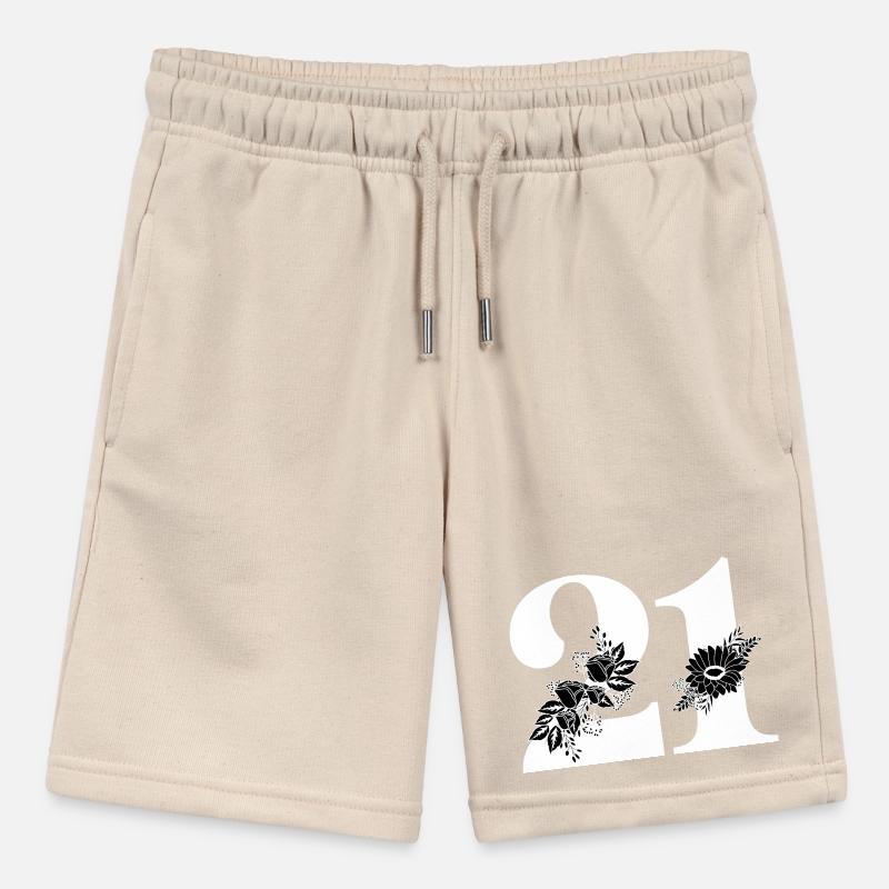 Nummer 21 Schwarze Blumen - 21. Blumengeburtstag Stanley/Stella Teenager Bio-Joggingshorts MINI BOLTER