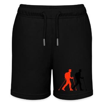 Nordic Walking Mann Silhouette - Stanley/Stella Teenager Bio-Joggingshorts MINI BOLTER - Schwarz - Vorne