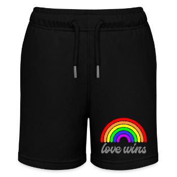 Love Wins Rainbow Love Graphic - Stanley/Stella MINI BOLTER Organic Teen Jogging Shorts - black - Front