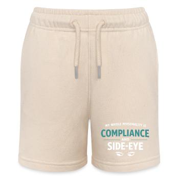 Rule-abiding with sideways glance | Tax Advisor Humor - Stanley/Stella MINI BOLTER Organic Teen Jogging Shorts - soft Ecru - Front
