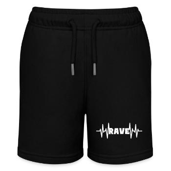 RAVE Techno Herzschlag Musik Tanzen Party - Stanley/Stella Teenager Bio-Joggingshorts MINI BOLTER - Schwarz - Vorne