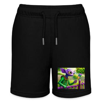 cute little green vintage alienpainting a fence - Stanley/Stella MINI BOLTER Organic Teen Jogging Shorts - black - Front