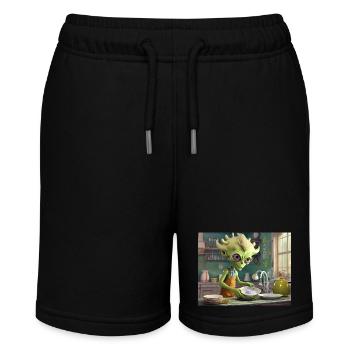 cute little green retro vintage alien everyday - Stanley/Stella MINI BOLTER Organic Teen Jogging Shorts - black - Front