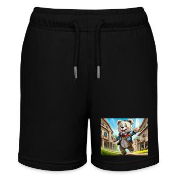 german nursery rhymes illustrated comic Teddy bear - Stanley/Stella MINI BOLTER Organic Teen Jogging Shorts - black - Front