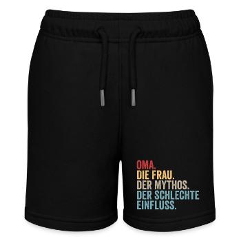 Großmutter Oma - Stanley/Stella Teenager Bio-Joggingshorts MINI BOLTER - Schwarz - Vorne