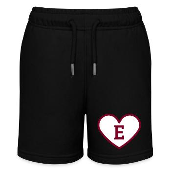 Letter e heart burgundy trendy sport - gift idea - Stanley/Stella MINI BOLTER Organic Teen Jogging Shorts - black - Front