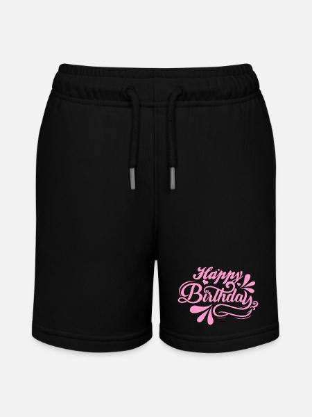 Birthday Bliss in Pink Script - Stanley/Stella MINI BOLTER Organic Teen Jogging Shorts - black