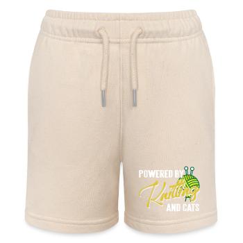 Powered by Knitting and Cats Humor Life - Stanley/Stella Teenager Bio-Joggingshorts MINI BOLTER - Natur - Vorne