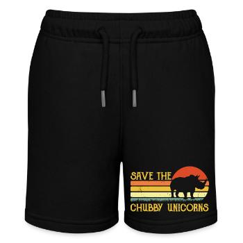 Save the Chubby Unicorns Retro Sunset - Stanley/Stella MINI BOLTER Organic Teen Jogging Shorts - black - Front