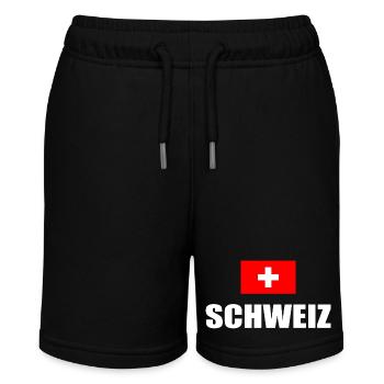 Schweiz Flagge Schweizerdeutsch Urlaub Geschenk - Stanley/Stella Teenager Bio-Joggingshorts MINI BOLTER - Schwarz - Vorne