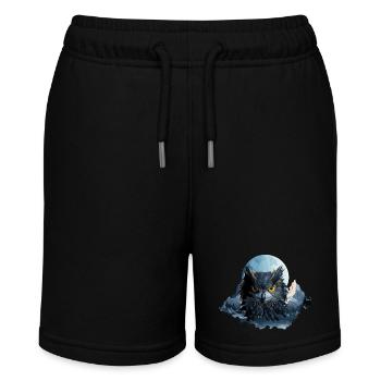 Eule schwarz fertig - Stanley/Stella Teenager Bio-Joggingshorts MINI BOLTER - Schwarz - Vorne