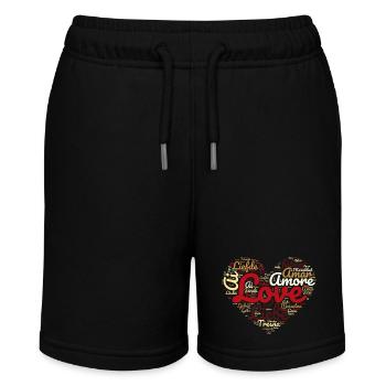 Cheesecake Herz - Shape Motiv Schrift Design Liebe - Stanley/Stella Teenager Bio-Joggingshorts MINI BOLTER - Schwarz - Vorne