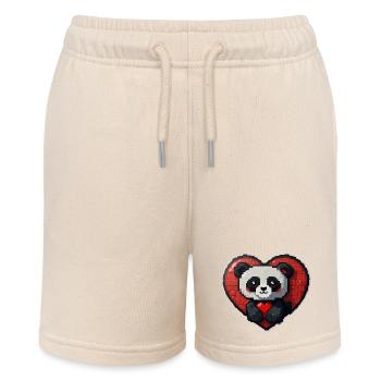 Pixel-Panda mit großem Herz - Stanley/Stella Teenager Bio-Joggingshorts MINI BOLTER - Natur - Vorne
