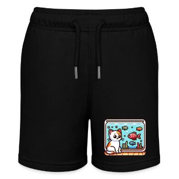 Cute Kitty looking at Fish in Aquarium - Stanley/Stella MINI BOLTER Organic Teen Jogging Shorts - black - Front