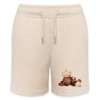 Edle Schokopralinen mit goldener Krone verziert - Stanley/Stella Teenager Bio-Joggingshorts MINI BOLTER - Natur - Vorne
