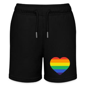 Rainbow Heart Pride - Liebe Vielfalt - Stanley/Stella Teenager Bio-Joggingshorts MINI BOLTER - Schwarz - Vorne