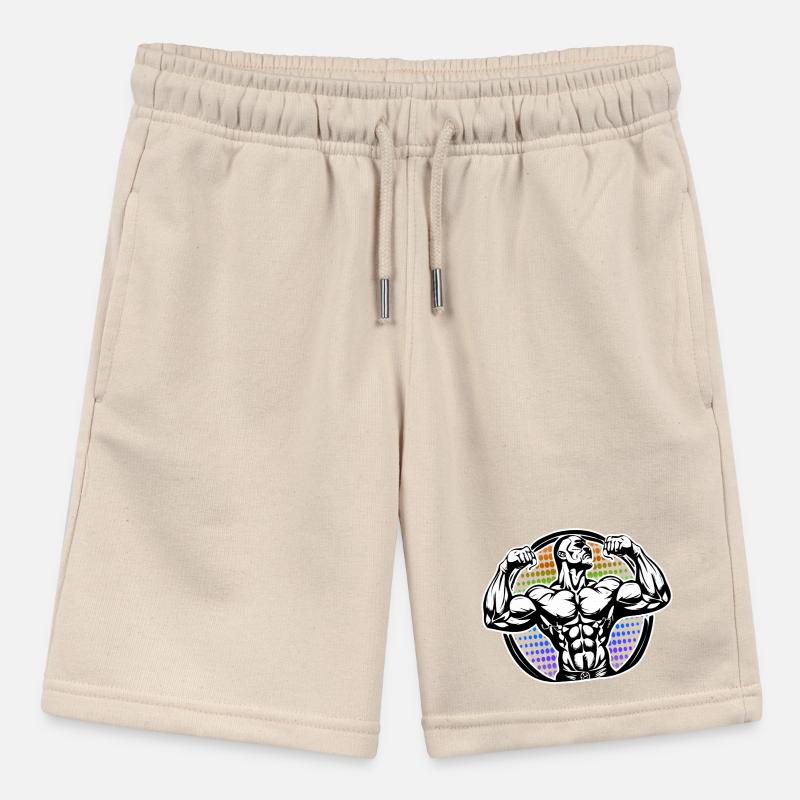 Power Figure in Rainbow Halos Bodybuilder Stanley/Stella MINI BOLTER Organic Teen Jogging Shorts