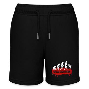 Grill Evolution Lustiger Grillmeister Spruch - Stanley/Stella Teenager Bio-Joggingshorts MINI BOLTER - Schwarz - Vorne
