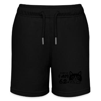 I'm Not 63, I Am 62 Plus 1 Middle Finger Cat Flip - Stanley/Stella MINI BOLTER Organic Teen Jogging Shorts - black - Front