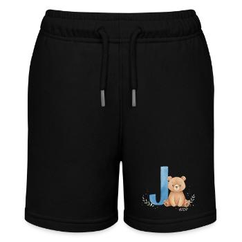J und Teddy Bär Aquarell-Design - Stanley/Stella Teenager Bio-Joggingshorts MINI BOLTER - Schwarz - Vorne