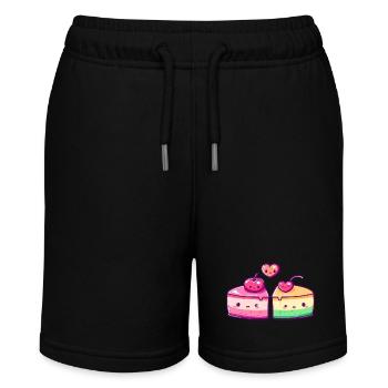 Cake Cake Couple Love Heart Valentine's Day - Stanley/Stella MINI BOLTER Organic Teen Jogging Shorts - black - Front