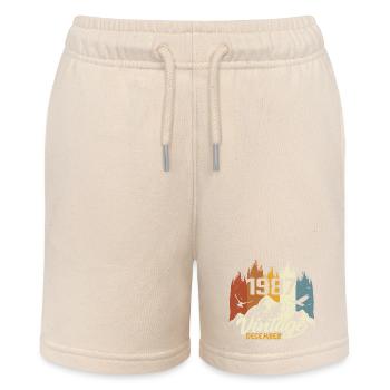Geburtstagsgeschenk geboren im Dezember 1987 - Stanley/Stella Teenager Bio-Joggingshorts MINI BOLTER - Natur - Vorne