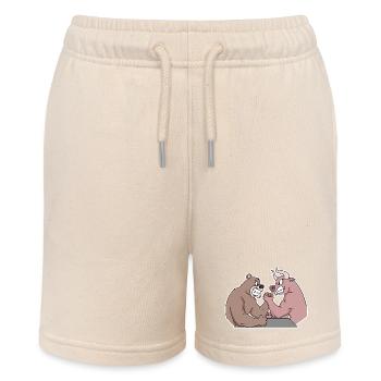 Bull and Bear Armwrestler Arm Press - Stanley/Stella MINI BOLTER Organic Teen Jogging Shorts - soft Ecru - Front