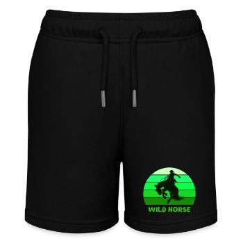 Wildpferd, Far West, Wildnis - Stanley/Stella Teenager Bio-Joggingshorts MINI BOLTER - Schwarz - Vorne