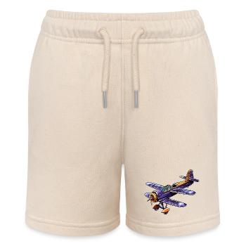 Propeller Plane Comic Look - Stanley/Stella MINI BOLTER Organic Teen Jogging Shorts - soft Ecru - Front