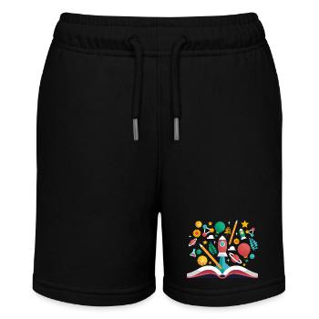 Open Book with School Objects, Learning and Educat - Stanley/Stella MINI BOLTER Organic Teen Jogging Shorts - black - Front