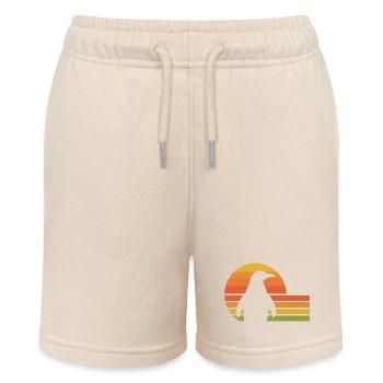 Penguin silhouette sunset design - Stanley/Stella MINI BOLTER Organic Teen Jogging Shorts - soft Ecru - Front