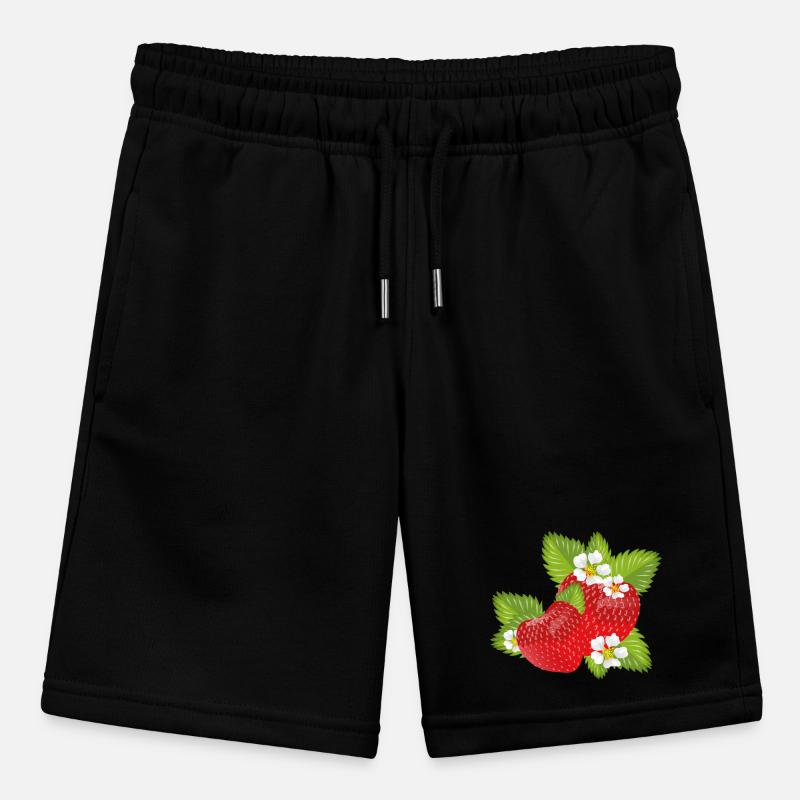 Fraises entourées de feuilles vertes et de fleurs Short bio MINI BOLTER Stanley/Stella Ado